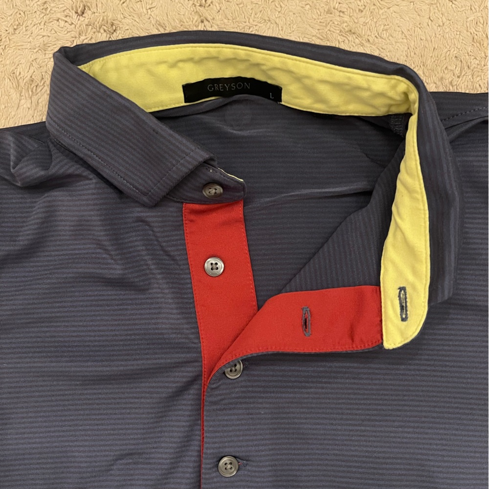 Greyson Charcoal Shirt with Vibrant Red and Yellow Highlights